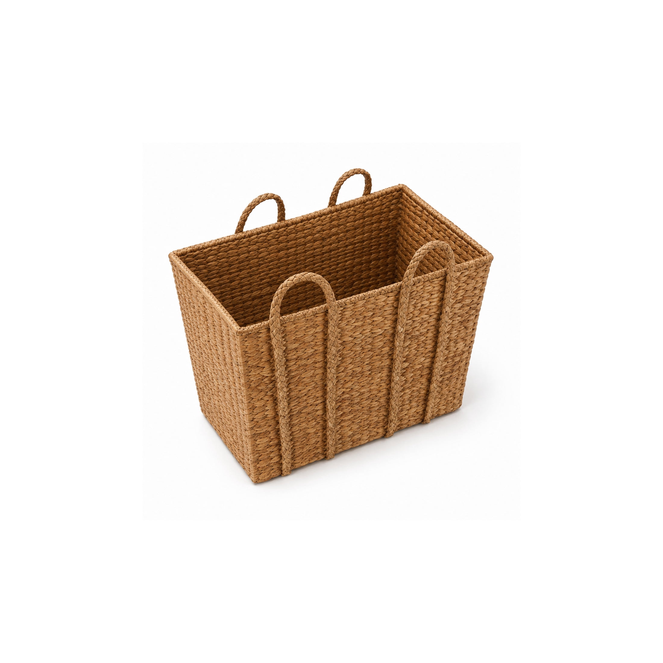 DecMode 28" x 24" Brown Seagrass Handmade Woven Storage Basket with Braided Handles, 1-Piece