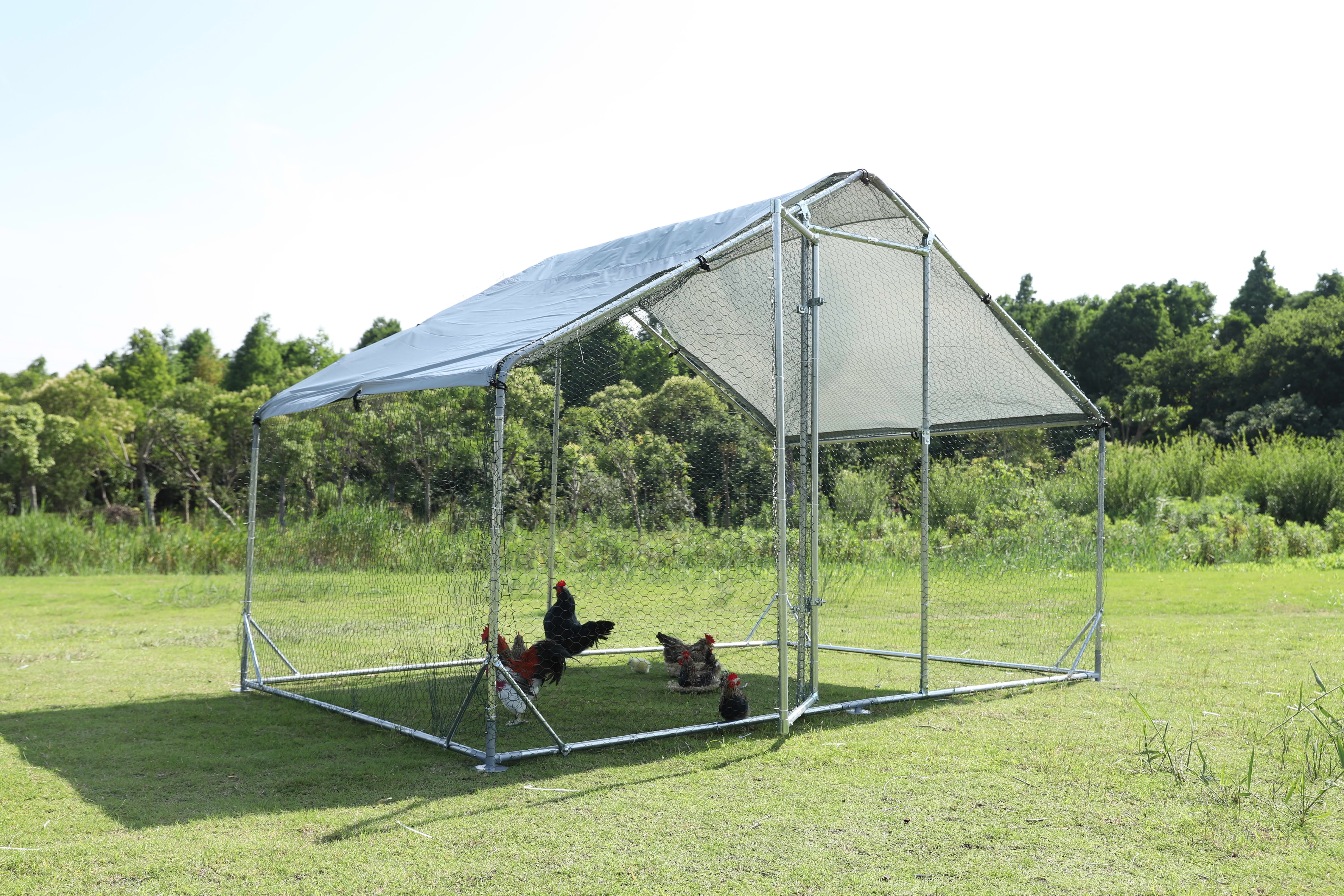 MAYEERTY Large Metal Chicken Coop, 20-30 Fowl Capacity, 420D Oxford Waterproof Cover for Duck Rabbit