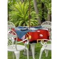 thumbnail image 2 of Outdoor Tablecloth with Umbrella Hole and Zipper, Red Plaid Santa Christmas Round Table Cloth 60 Inch Waterproof Tablecloth, Gifts Xmas Snowflake Winter Black Picnic Table Cover for Patio Camping, 2 of 7