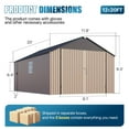 thumbnail image 3 of Clouddwell 12 x 20FT Shed Outdoor Storage Shed with Double Hinged Large Door, Extra Large Metal Shed with Lockable Door & Sloped Roof for Garden, Backyard, Patio and Backyard, Brown, 3 of 9