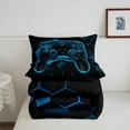 thumbnail image 5 of Erosebridal Gamer Gamepad Comforter Sets,Blue Honeycomb Comforters & Duvets,Geometry Decor,Reversible,Breathable,2pcs, 5 of 7