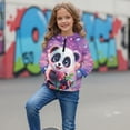 thumbnail image 3 of Xixirimido Cute Panda Roses Galaxy Printed Girls Half Zip Sweatshirt Hooded Pullover for Teen Long Sleeve Hoodie Crop Tops with Pocket Fall Winter Clothes Size 7-8, 3 of 7