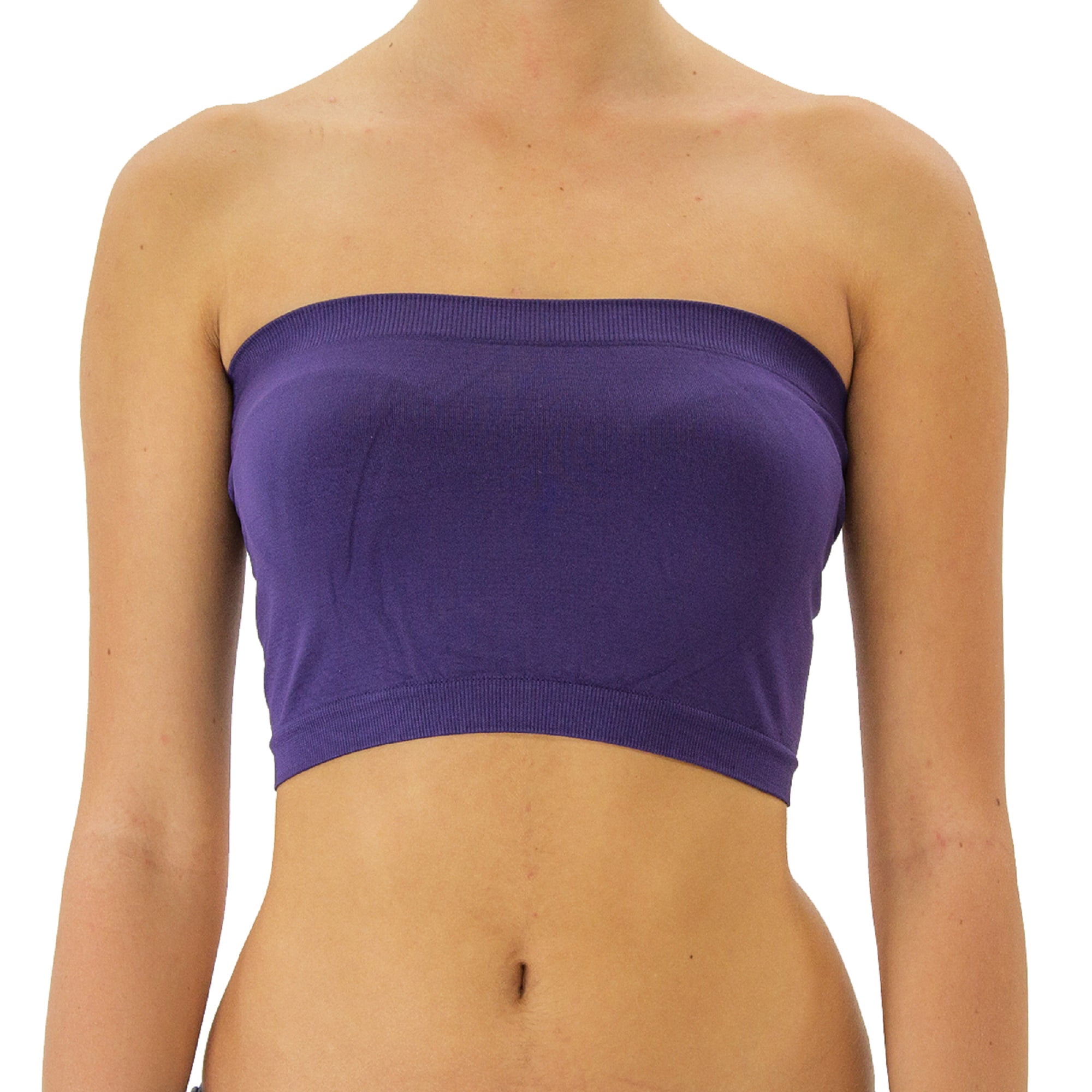 Women's Strapless Seamless Bandeau Bra Top - Padded, Stretch, Sizes S-3XL-322594