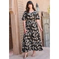 thumbnail image 4 of Roaman's Women's Plus Size Hand-Crinkled Flutter-Sleeve Maxi Dress, 4 of 4