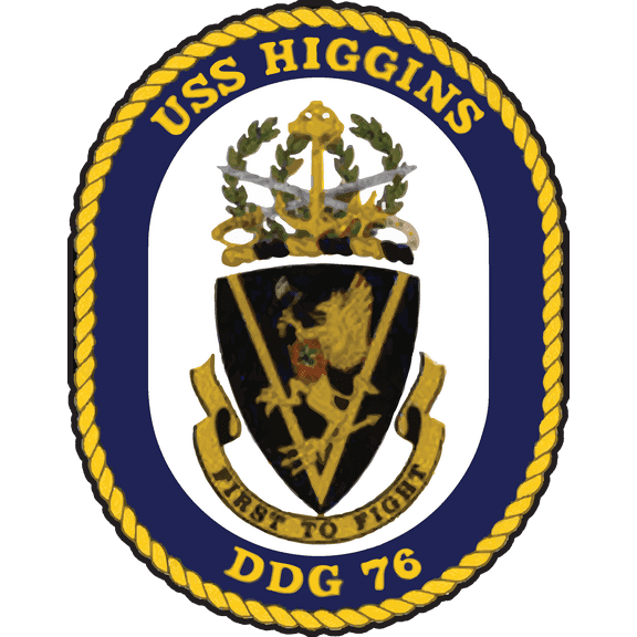 USS Higgins DDG-76 Badge Sticker Decal Arleigh Burke Class Destroyer Car Sticker Bumper Sticker for Car Emblem - 4 inch