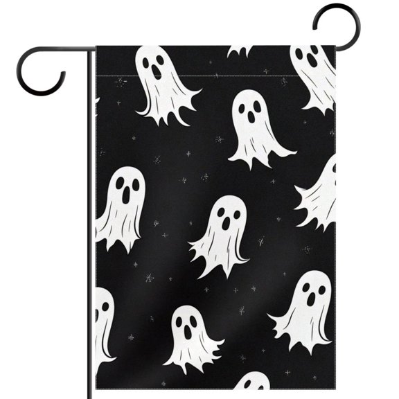 Cute Halloween Ghosts Spooky Pattern Decorative Garden Flag for All Seasons, 12 x 18 Inch Small Vertical Double Sided Outside Decoration for Yard Farmhouse