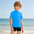 thumbnail image 2 of Lightweight Boys Swim Shirt for Beach Pool Rash Guard Top for Junior Boys with Sun Protection and Comfort for Summer Blue 120, 2 of 5