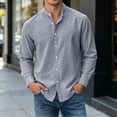 thumbnail image 5 of Gamivast Dress Shirts for Men Stand Collarlong Sleeve Button Down Blouses Casual Slim Fit Solid Tops Lightweight Work Office Outfits Gray M, 5 of 6