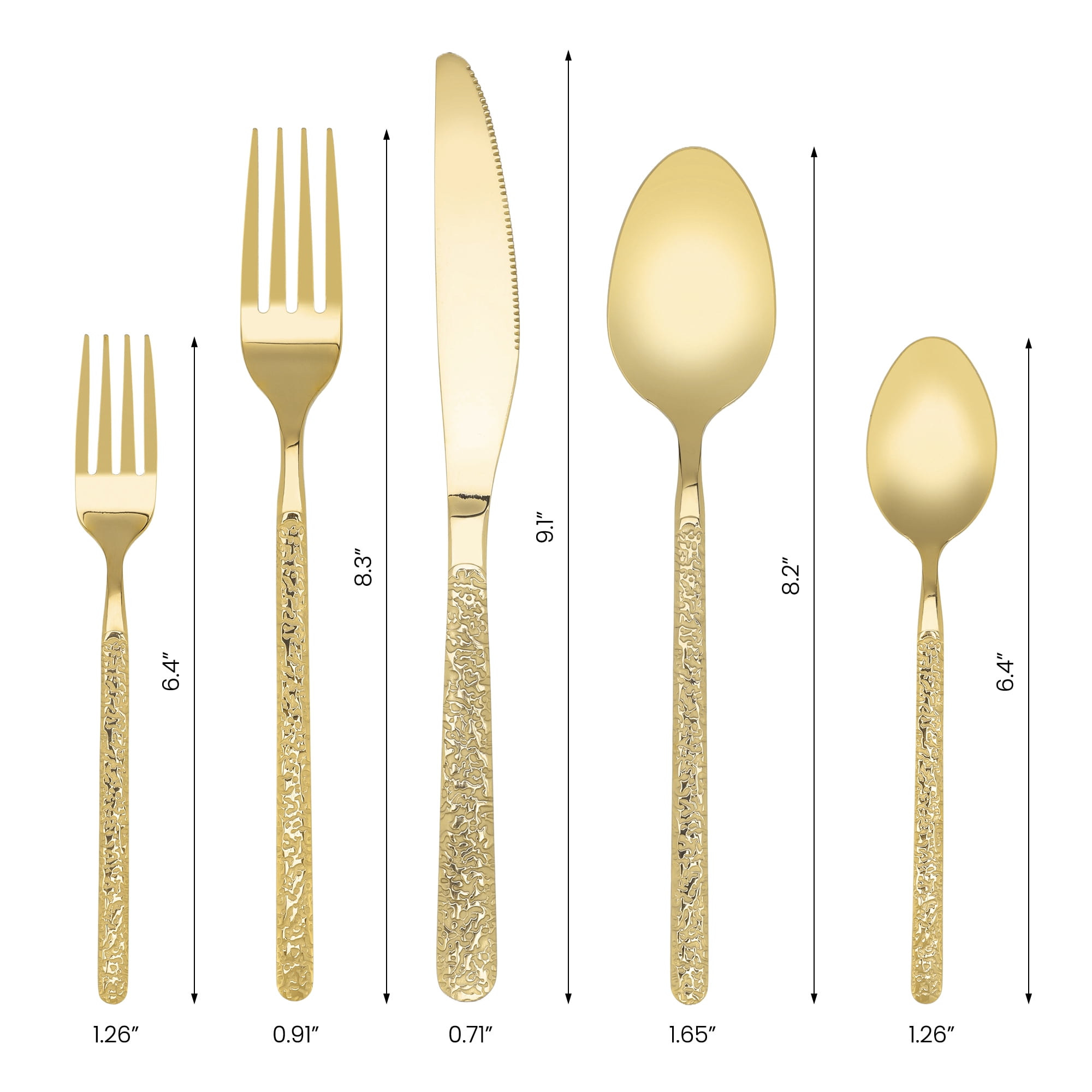 Unique Bargains 30 Piece Stainless Steel Silverware Set with Knife,Spoon,Fork Gold