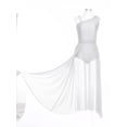 thumbnail image 4 of iiniim Women's Glittery Rhinestone Lyrical Dance Costume Sleeveless Split Maxi Dress Modern Dancewear White L, 4 of 7