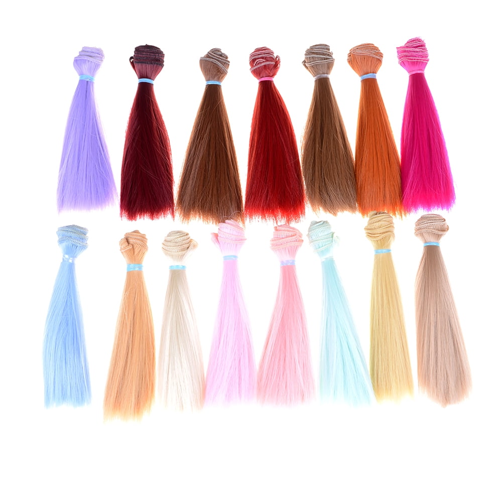 15cm length high-temperature material natrual color thick wigs doll hair SPUPF 
