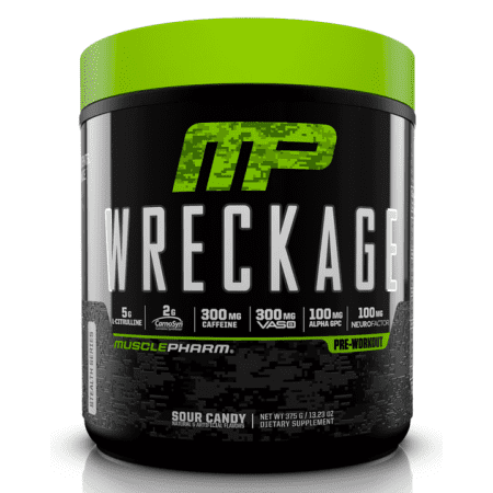 MusclePharm Wreckage Pre Workout Powder, Sour Candy, 25