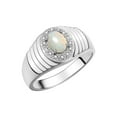 thumbnail image 4 of RYLOS Men's Rings 14K White Gold Classic Halo Of  Diamonds 7X5MM Oval Gemstone Designer Ring Opal October Birthstone Rings For Men Size 10, 4 of 5