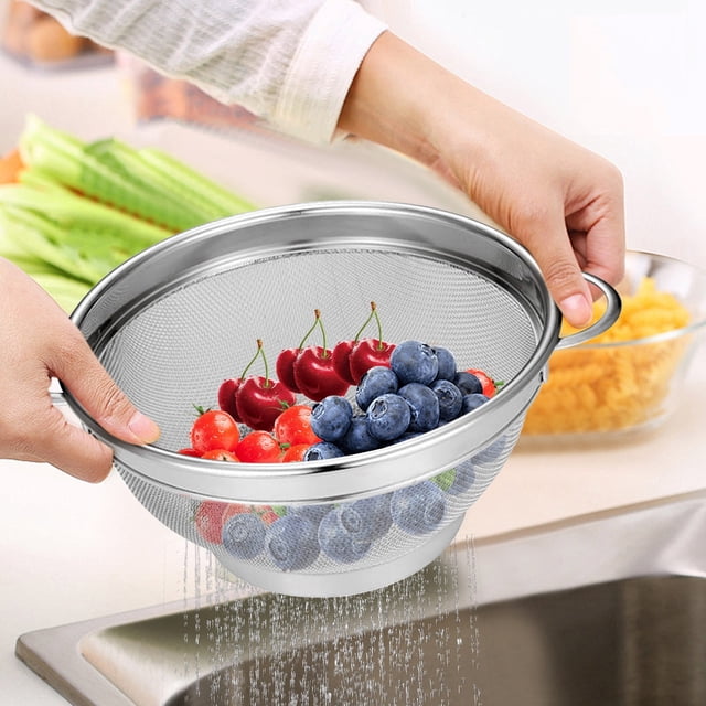 Utensilios de cocina, fregadero de acero inoxidable grueso para lavar verduras, cesta de drenaje para cocina doméstica, cesta para lavar arroz, cuenco para frutas, colador para lavar arroz, colador de