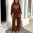 thumbnail image 5 of ITSAME Girls 2-Piece Letter Print Hooded Sweatshirt and Wide Leg Pants Set Fleece-Lined Warm Outfit Size 5T, 5 of 6