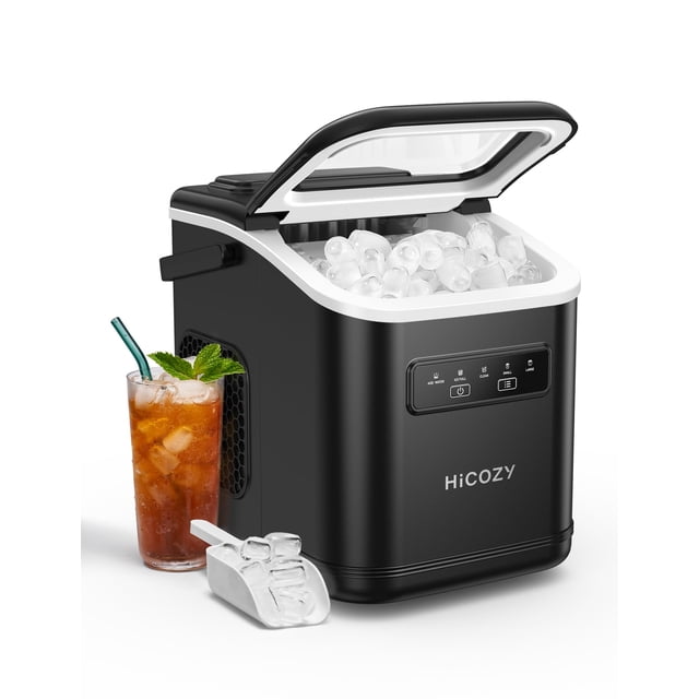 HiCOZY Máquina para hacer Hielo en 6 minutos, 26 lb/Día, Máquina para Hacer Hielo Portátil con Autolimpieza para Apartamentos, Cocinas, Oficinas, Campamentos(negro)