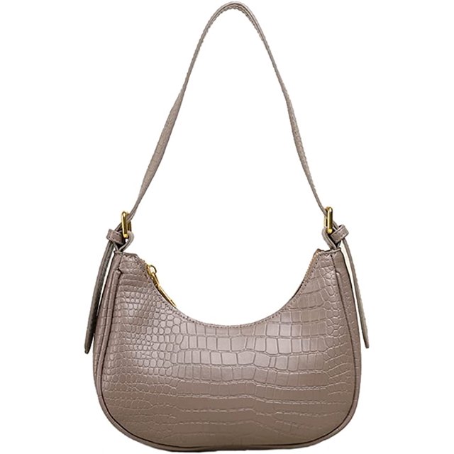 LinYooLi Sac à Bandoulière pour Femmes Sac en Croissant Lumineux Petit Sac Crocodile avec Sangle Réglable