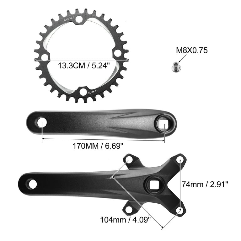 170mm Mountain Bike Square Taper Crankset MTB Crankset with 104