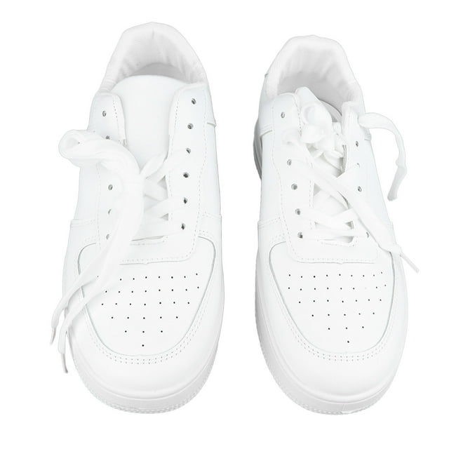 Zapatillas de plataforma cómodas, transpirables, sencillas, de moda, combinables, informales, para exteriores, color blanco, talla UE 42
