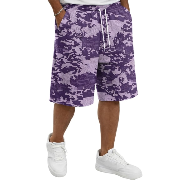 Men's Camo Sports Shorts with Drawstring Lightweight Summer Running Trousers Training Short Jogging Bottoms for Gym Basketball Fitness