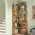 Tribesigns 6Tier Corner Bookshelf, 64.9 Inch Tall Industrial Bookcase with Antidrop Panel