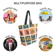 thumbnail image 7 of FORMRS Womens Canvas Tote Bag with Zipper Inner Pocket Shoulder Handbag, Jungle Stamp, 7 of 7