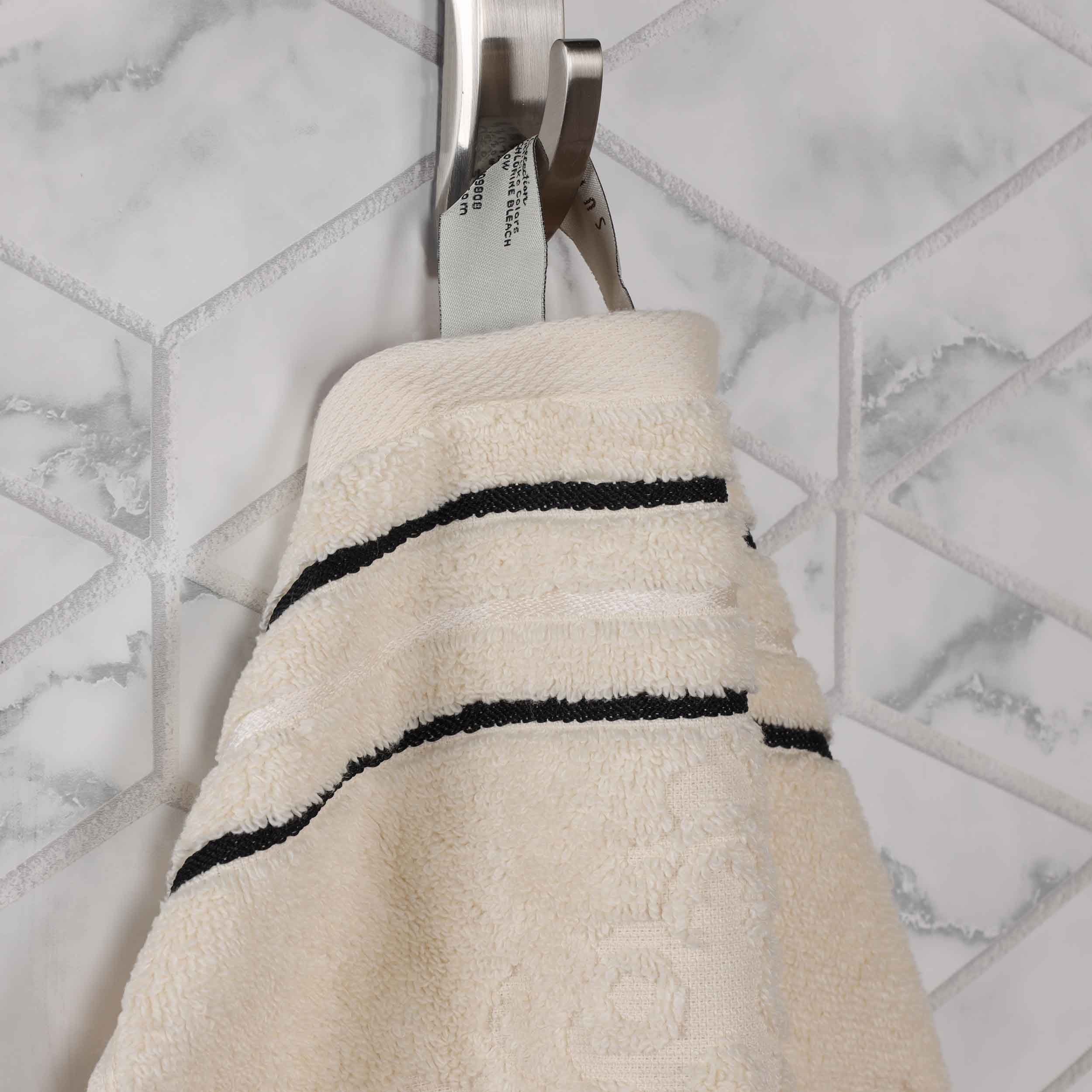 Superior Sadie Zero Twist Cotton Jacquard Hand Towel, Set of 6, Ivory