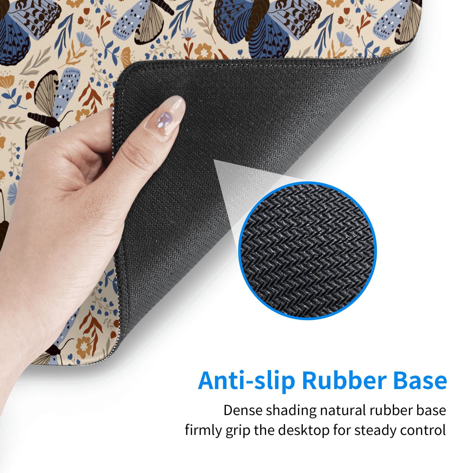 Naloa Butterflies Gaming Mouse Pad Large Mouse Mat Long Extended Desk Pad Non-Slip Rubber Mice Pads Stitched Edges Thin Pad (16x29.5 Inch)