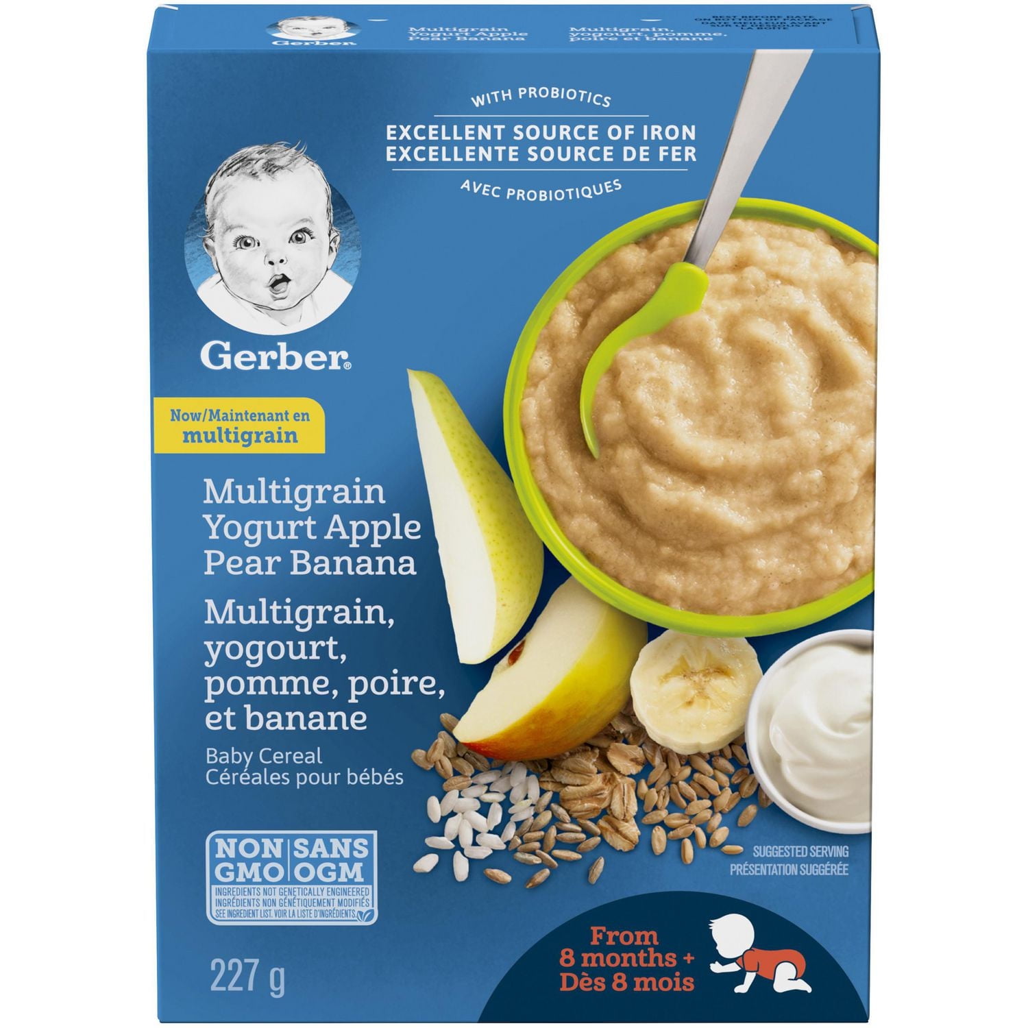 GERBER® Stage 3 Multigrain Yogurt Apple Pear Banana Baby Cereal 227 g, 227 GR