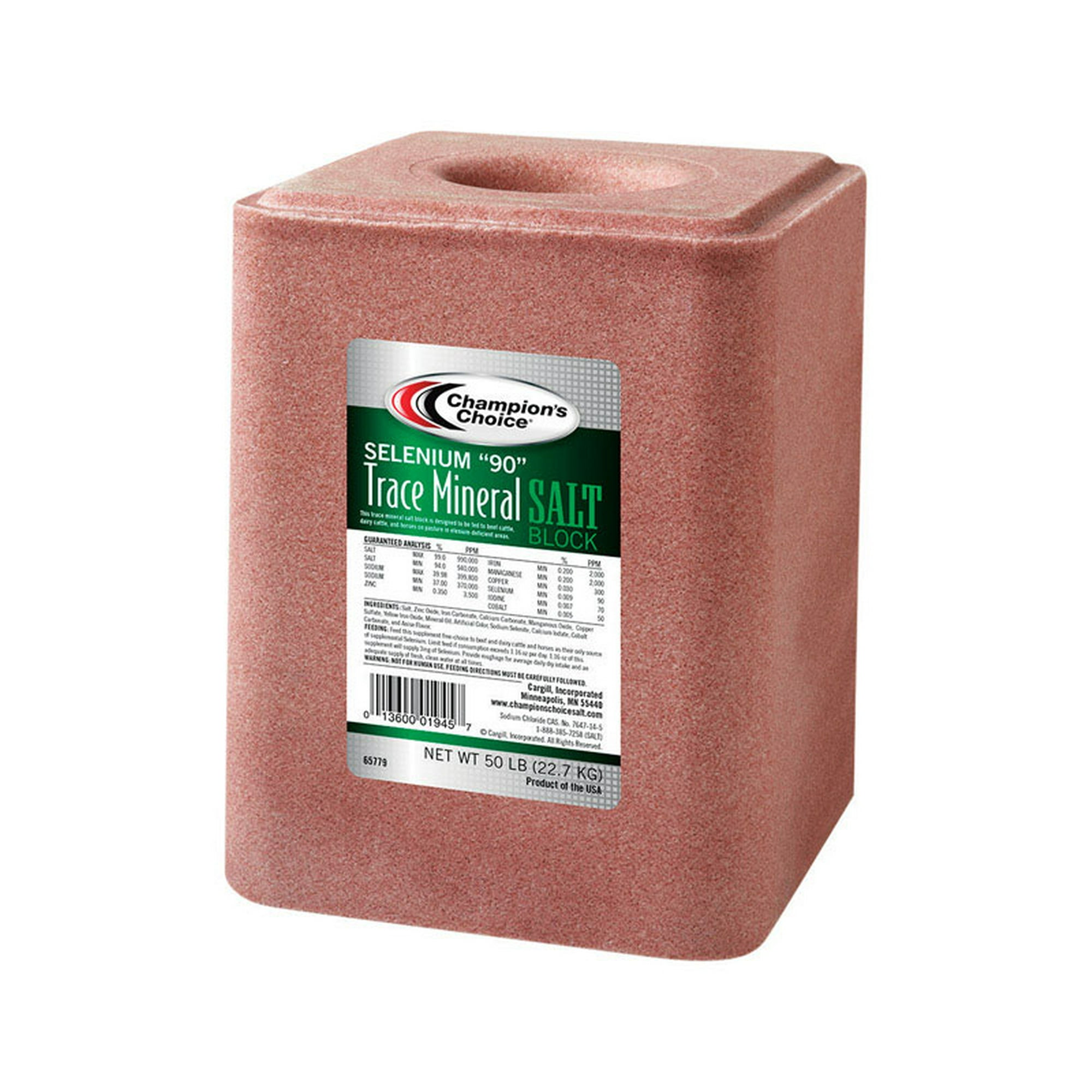 Cargill Champion's Choice Selenium "90" Salt Block For Cattle 50 lb — Residential Use, Standard Application