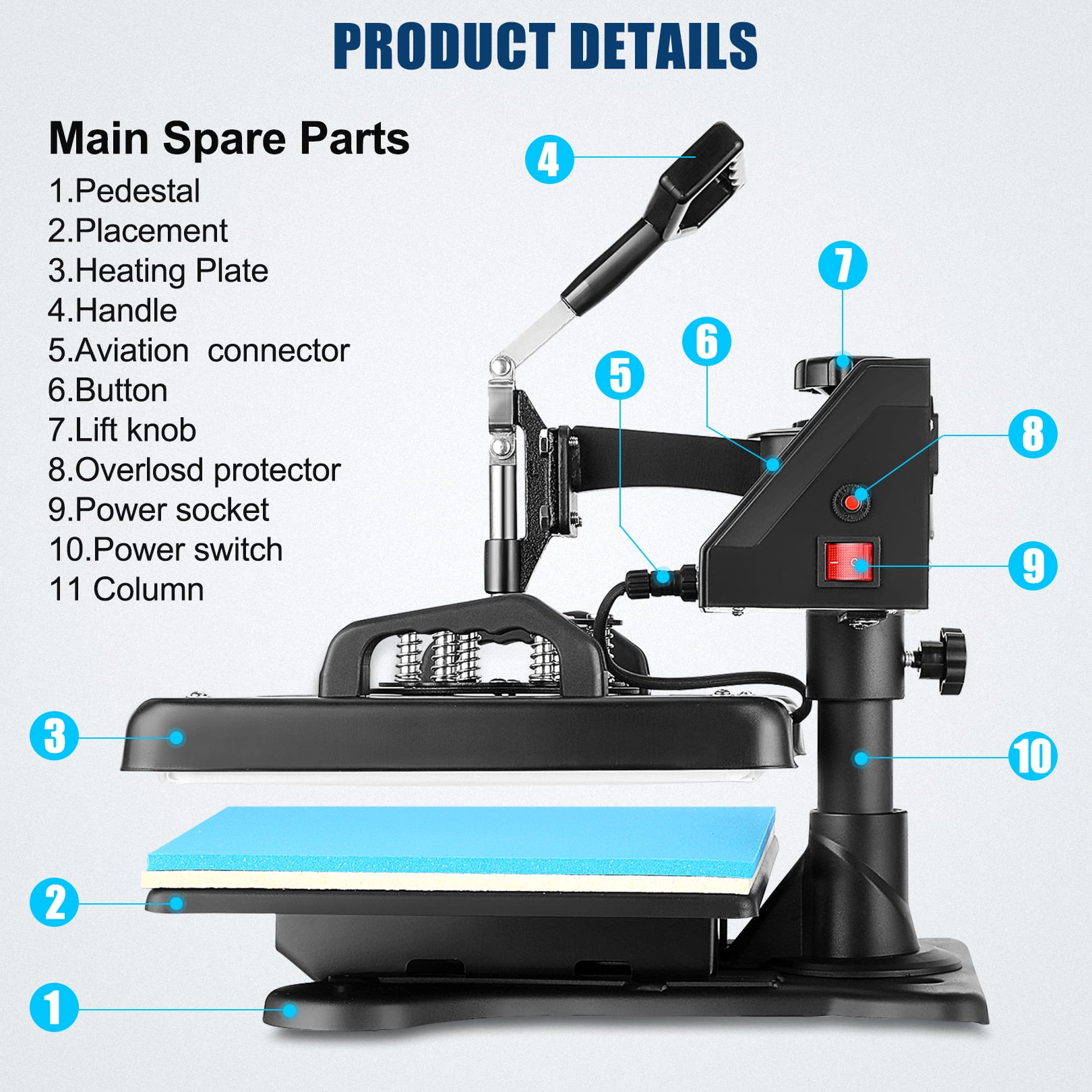 8 in 1 Heat Press Machine, 12" x 15" Combo Digital Multifunctional Sublimation Heat Transfer Machine, 360-degree Rotation Swing Away Shirt Printing Machine for Tshirt,Hat,Mug,Plate