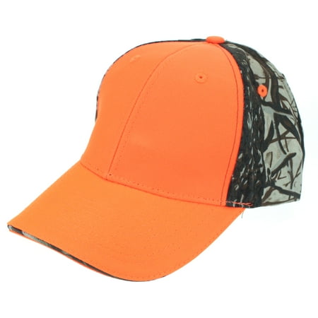 Mens Low Crown 2 Tone Camouflage Back Hunting Cap Orange Front