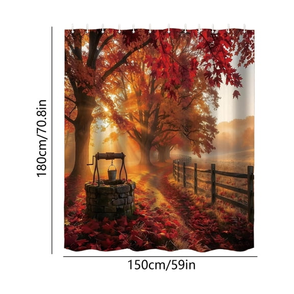 WWLQHUI Autumn Forest Shower Curtain,59x70.8 Inch Waterproof Polyester Fall Maple Tree Print Bath Curtain with Hooks for Bathroom Tub and Home Decor