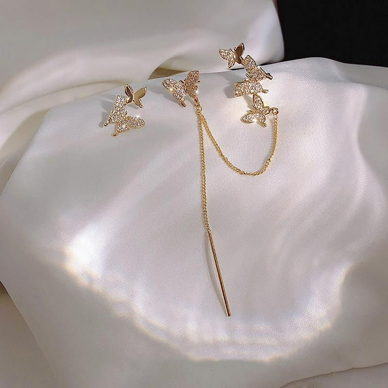 New Arrival Crystal Trendy Water Flower Tassel Earbone Clip Ins
