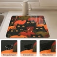 thumbnail image 4 of Dish Drying Mat Absorbent Dish Drainer Kitchen Counter 23.6x19.7inch Dish Drying Pad for Countertops Sinks Draining Racks Black Cat Surrounded by Pumpkins, 4 of 9