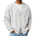 thumbnail image 2 of Lumtrix Mens Waffle Cardigan Sweater Long Sleeve V-Neck Knitted Sweaters Oversized Button Down Cardigan White S, 2 of 5