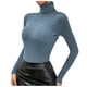 thumbnail image 1 of Jersey de punto de cuello alto y color liso para mujer - Top de manga larga con cuello alto - Moda informal para primavera/otoño/invierno, 1 of 2