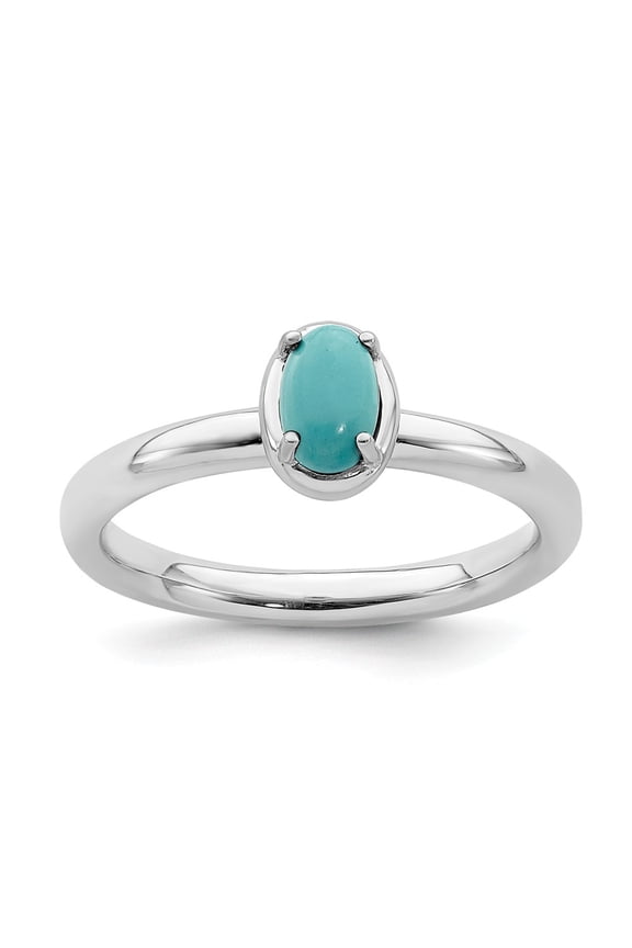 925 Sterling Silver Stackable Expressions Turquoise Polished Ring Size: 5; for Adults and Teens; for Women and Men