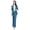 Blue, variant on 2 Pcs/Set Lady Formal Coat Pants Set Turn-down Collar Long Sleeves Suit Jacket Slim Fit Pure Color Flared Trousers Daily Wear Commuting Outfit Office Outfit