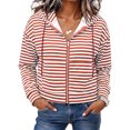 thumbnail image 4 of Edvintorg Zip up Jackets for Women Striped Long Sleeve Hooded Coat Light Outerwear with Pocket Women's Clothing Red M-2XL, 4 of 6