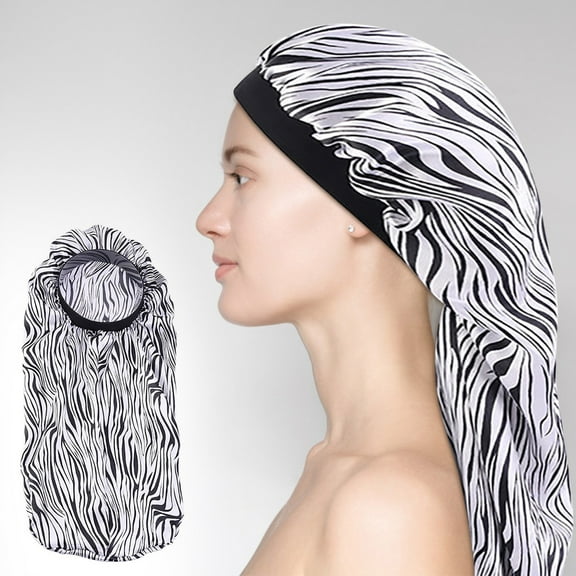 Wentin Extra Large Satin Bonnet for Women, Double-Layer Silky Sleep Cap, Long Hair Bonnet with Tie Band for Braids/Curly/Long Hair