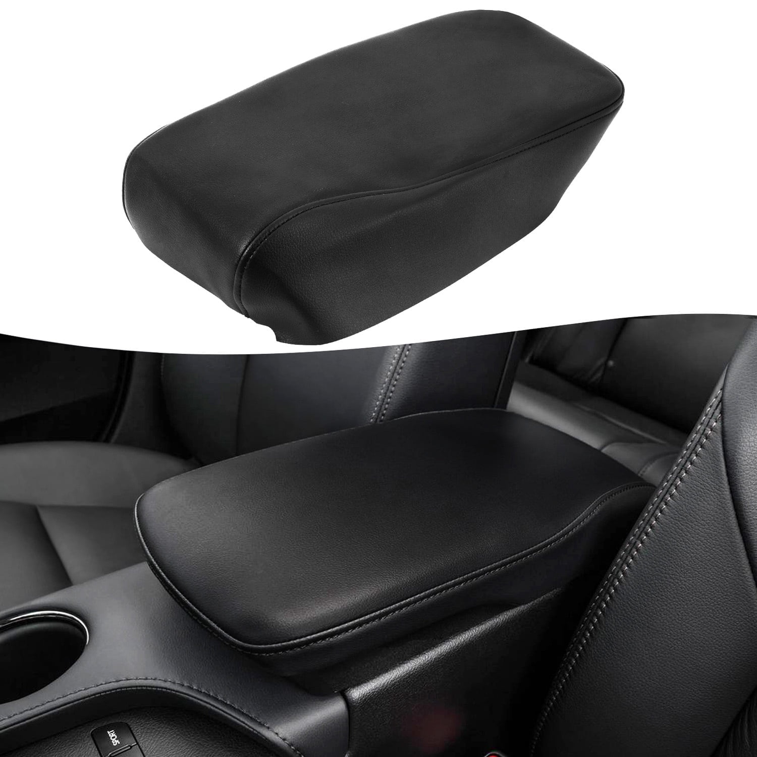 KBH Center Console Armrest Cover Replacement for 2013-2018 Toyota Avalon Accessories, Car Arm Rest Lid Skin Upholstery, Black (Leather Skin Only)