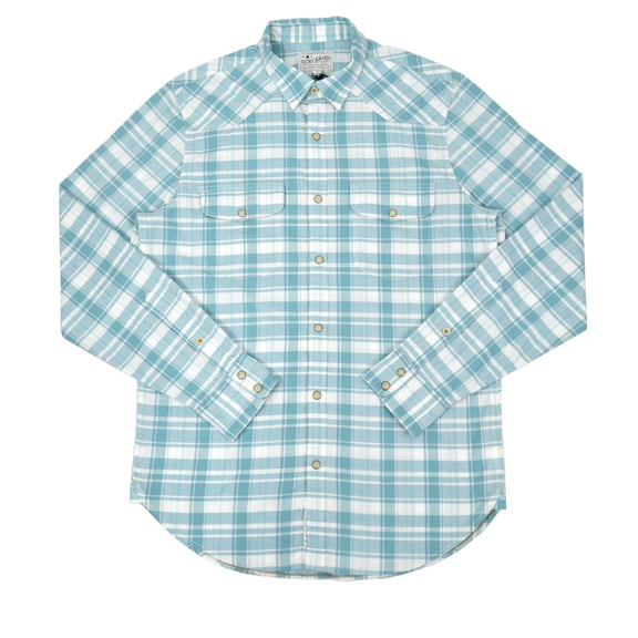 New  Lucky Brand Mens Teal Blue Plaid Saturday Stretch Western Shirt Small S 3263-4