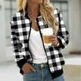 thumbnail image 2 of Lindreshi Fall Jackets for Women Quilted Women's Casual Temperament Fashion Stand Collar with Pocket Zipper Jacket Printed Long Sleeve Casual Jacket, 2 of 4