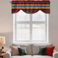 thumbnail image 3 of Ethnic Style Tie Up Valances Curtain, Adjustable Kitchen Colored Stripes Abstract Modern Art Valances for Windows Decor, Rod Pocket Short Curtains Set for Bedroom/Bathroom, 60"x18", 3 of 9
