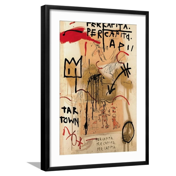 Art.com Per Capita, 1982 Giclee Print by Jean-Michel Basquiat, Black Frame Wall Art, 21" x 29"