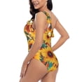 thumbnail image 4 of Picia Colorful Bohemian Sunflower Pattern Women's One Piece Swimsuits,One Shoulder Swimwear Asymmetric ,Ruffle Monokinis Bathing Suits,High Waisted Flattering Bathing Suits-Small, 4 of 8