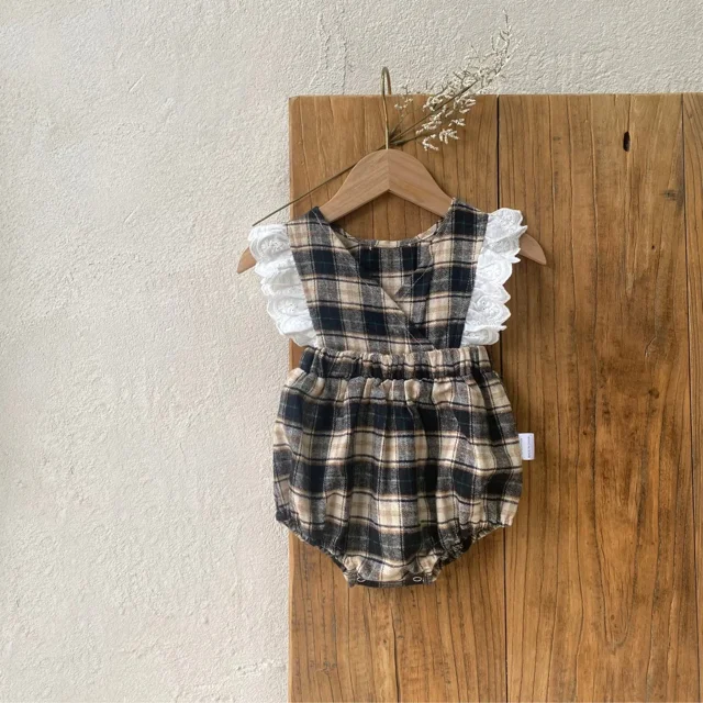 Ropa de primavera para bebé de 0 a 2 años, mono a cuadros Retro sin mangas para niñas pequeñas, mono falso de 2 uds, mono holgado de una pieza a la moda para niños pequeños