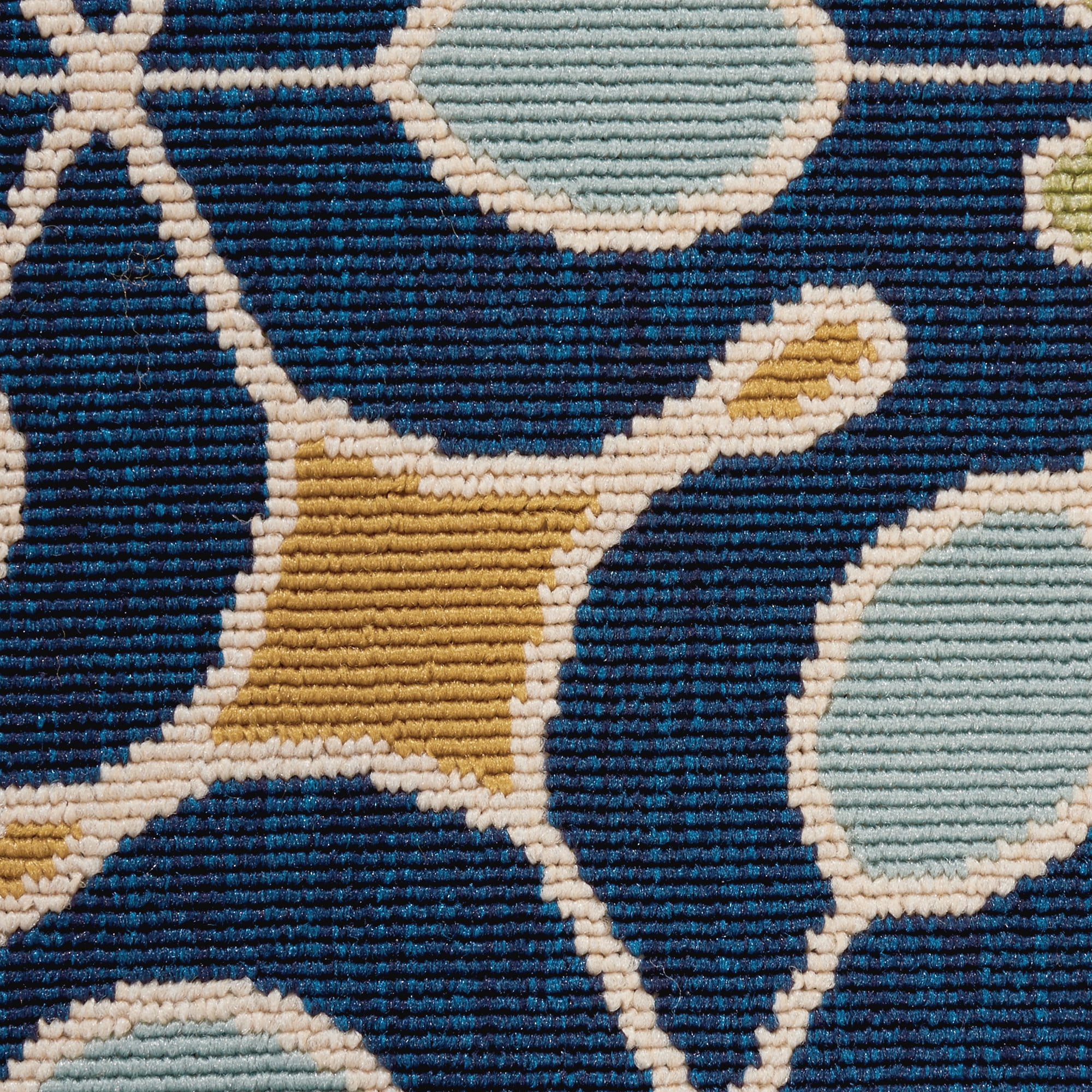 Nourison Caribbean Indoor/Outdoor Retro Floral Navy 5'3" x SQUARE Area Rug, (5' Square)