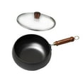 thumbnail image 2 of TISHITA 11 -Coll -Wok Pan, Chinese Wok, Wooden Handle Cookware, Gas, Boiling Pan Fry Pan Flachtboden for The Küchenhotel Haushaus Restaurant Glass Lid, 2 of 8